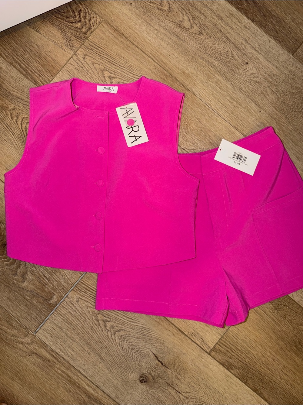 Women's set vest & shorts Hot Pink